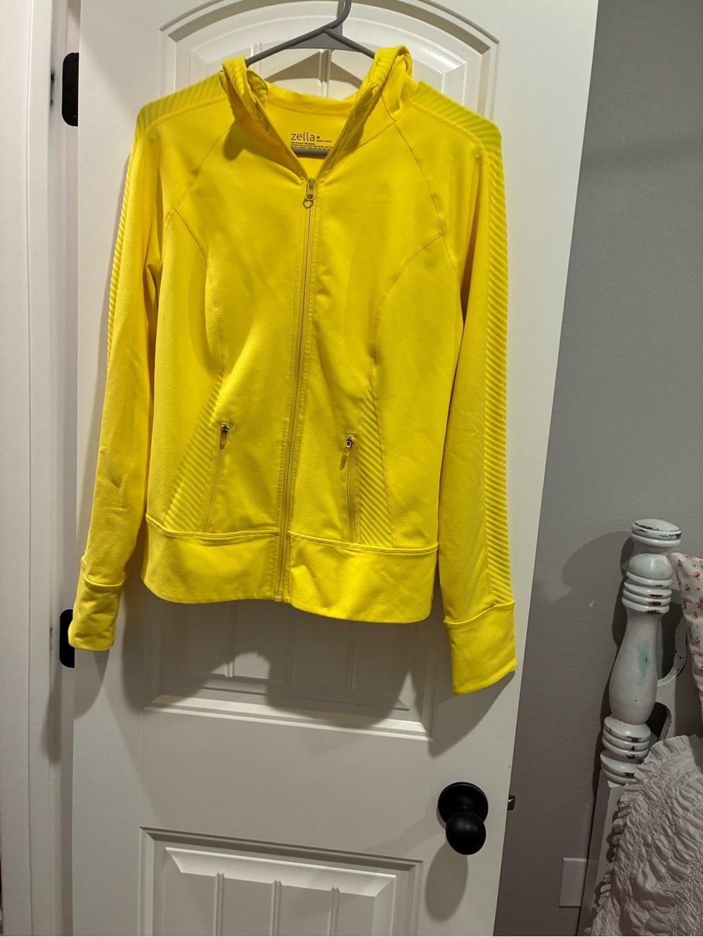 Zella Bright Yellow Hooded Zip-Up Bomber Jacket